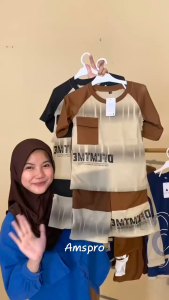 Amspro - Setelan Anak Laki-laki Baju Kaos Lengan Celana Pendek Fashion Kids Set Marcelo Trendi Kasual Terbaru