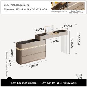 Luxurious Italian-Style Vanity Table Bedside Cabinet Storage