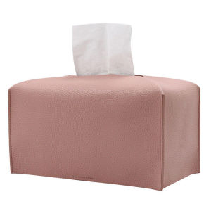 Tissue Box Cover Refined PU Leather Foldable Tissue Box Holder - Decorative Holder/Organizer for Bathroom Vanity Countertop