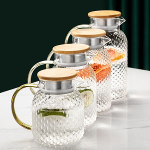Clear Glass Water Pitcher Thick Large Capacity Cold Beverage Dispenser