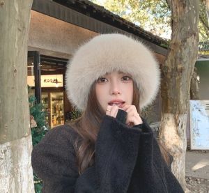 Hot Sale CANAMEK Fluffy Faux Fur Bucket Hat For Women Luxury Plush Fisherman Hat Warm Winter Hat Thicken Cold Snowy Day Panama Cap