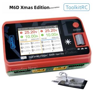Bộ Sạc Thông Minh Christmas Red M6D DC500W 15A 1-6S IPS Dành Cho Xe Mô Hình Đồ Chơi Máy Bay Không Người Lái FPV Pin Lithium Bộ Dụng Cụ Sạc ToolkitRC Quà Giáng Sinh