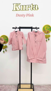 Kurta Raya Sedondon Dewasa & Budak Cotton Warna Peach Nude Purple Black Mint Green Baby Blue Lilac Slim Fit PG1 / KD