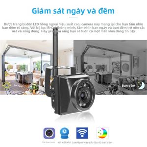 Camera Wifi Mini 2MP Tầm Nhìn Ban Đêm 940nm Camera IP An Ninh Có Khe Cắm Thẻ TF Dùng Cho Giám Sát Ngoài Trời Thân Kim Loại Màu Đen Có Chức Năng Phát Hiện Chuyển Động