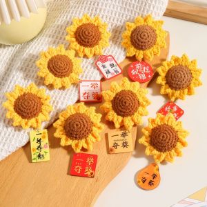 Hand Knitted Sunflower Head Keychain Pendant Creative Gift Acrylic Material Cartoon Series Handmade Surface Treatment