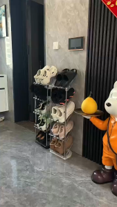 4/5 Tiers Vertical Shoe Rack Stackable Shoe Shelf Entryway Shoe Tower Narrow Shoe Organizer No-Tool Assembly