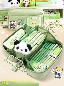 2025 New Large Capacity Panda Volcano Pencil Case High Aesthetic Transparent Stationery Box Elementary School Pencil Bag Unique Design Girls Pencil Box Children Junior High School Special Stationery Bag