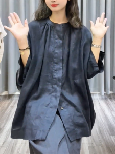 QINGNAER | Loose Versatile Minimalist Womens Shirt
