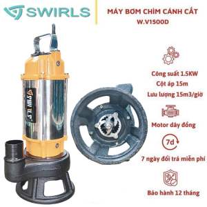 Máy bơm chìm nước thải cắt rác 1.5Kw (2HP) Swirls Thân inox 304 - Bảo hành 1 năm Bơm chìm hút hố bioga hút bùn loãng