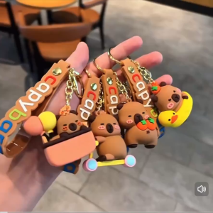 (READY STOCK) Rantai Kunci Comel Capybara Kartun Patung Cute Capybara Keychain Storage Schoolbag Toy Pendant 卡皮巴拉包挂件钥匙扣