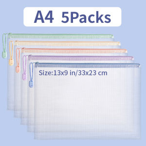 Zipper Mesh Bags A4/A5 Plastic Zipper Bags For Organizing Zipper Mesh Bags Waterproof Clear Travel Bags Office Supplies Document