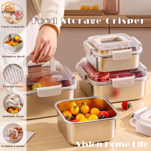 Vision 1200/1600/2300/3000ml Stainless Steel Food Storage Box With Sealed Lid Lunch Box Fridge Food Container Food Vacuum Preservation Box Refrigerator Organizer Mould Proof Insect Proof and Dust Proof