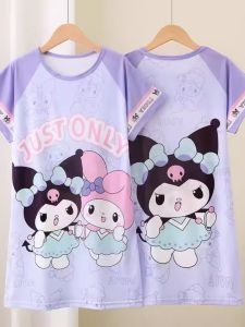 Summer Lightweight Short Sleeve Childrens Nightgown Princess Girls Home Dress Breathable Moisture Wicking Warmth Retention