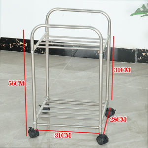 Stainless Steel with Wheels Washstand Ins Style Minimalist Floor Living Room Side Table Corner Table Bathroom Kitchen Storage Rack