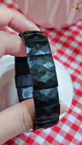 Premium Grade Natural Faceted Hypersthene Shou Pai Bracelet