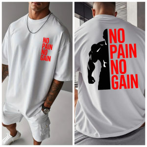Mens Women NO PAIN NO GAIN GYM T Shirt Cotton Tee Streetwear Oversize Summer Sports Fashion Loose Top Short Sleeve Breathable