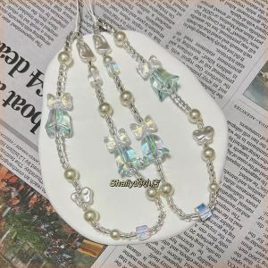 Cute Girl Phone Chain Universal Camera Lanyard Beaded String Adorable Mobile Phone Accessory Digital Accessories E318