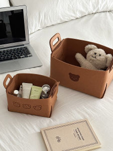 Large Capacity Foldable Bear Fabric Storage Box Desktop Organizer Cosmetic Storage Basket Cartoon Cute Bear Foldable Basket