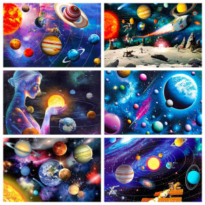 Jigsaw Puzzle 1000Pieces Colorful Planets And Glowing Stars In Deep Space For Adults Stress Relief Relaxing Activity