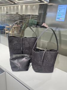 Handwoven Large Capacity Summer Bucket Bag Single Shoulder Tote Bag Hollow out Design Lazy Style Underarm Bag Fashionable Nylon Ladies Handbag