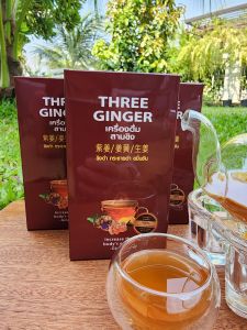 THEE GINGER สามขิงผง รวมสมุนไพร 3ชนิดไว้ใน1เดียวครบจบ  ขิงดำ กระชายดำ ขมิ้นชัน