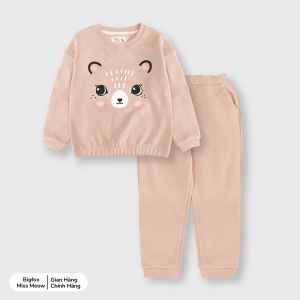 Bộ đồ cho bé gái Bigfox Miss Meow size đại vải nỉ bông in gấu cỡ trẻ em 345 1011 tuổi 30kg 40kg