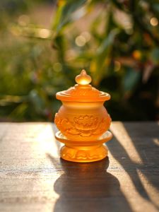 God of Wealth Ancient French Glaze Buddha Utensils Lotus Holy Grail Buddha Worshiping Supplies Water Tribute Cup Decoration Buddha Front Buddish Prayer Set Buddha Hall