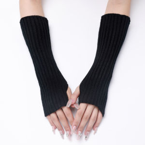 Knit Arm Sleeves Autumn Winter Hand Long Gloves Arm Warmers Men Women Soft Elastic Half-Finger Warm Fashion Lady Casual Sleeves