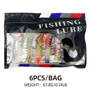ShareShark | Mồi Câu Giả Tôm Phát Sáng ShareShark 6 Con Chất Liệu PVC Mềm Có Móc Và Chì Dùng Cho Câu Biển Câu Ở Biển Hồ Ao.