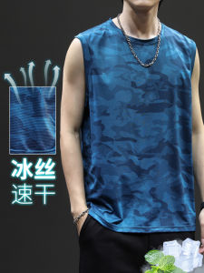 Áo Vest Lụa Băng Camouflage Mùa Hè Cho Nam Áo Thun Không Tay Thể Thao Thường Ngày Mỏng Rộng Rãi Thoáng Khí