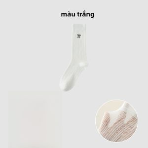 Tất nữ MiiOW cotton họa tiết nơ cao cổ thoáng khí thấm hút