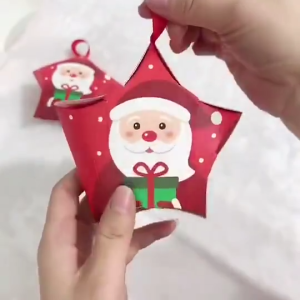 10Pcs Christmas Party Gift Box Star Design Christmas Tree Decoration With Ribbon Xmas Candy Packaging Ornaments Box