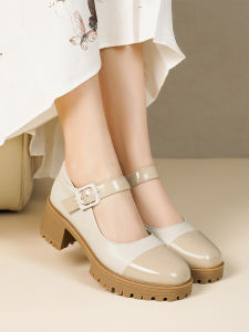 รองเท้า Mary Janes ส้นสูงพื้นหนา รองเท้าผู้หญิงแบบสวมสบาย พื้นยาง กันลื่น ทรงหัวมน ส้นสูง 5-8 ซม. รองเท้าแฟชั่น