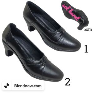 Sepatu kantor kerja wanita kulit formal pantofel hak 7cm wanita telapak tidak licin