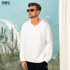Enjeolon | Heavyweight Henley Long Sleeve Drop Shoulder T-Shirt