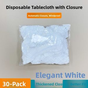 Thickened Plastic Tablecloth with Elastic Band Sealed Rectangular Table Cover Disposable Dining Table Mat AUSITUR XB-85