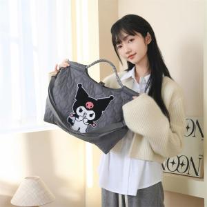 Eco-Friendly Large Capacity Shopping Bag Canvas Tote Single Shoulder Commuter Bag Embroidered Ball Chain Trendy Fresh Sweet Style