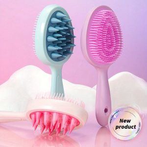 Detangling Hair Brush Dual Purpose Finishing Comb with Long Handle for Scalp Massage&Cleaning Wet&Dry with Double Tooth Design