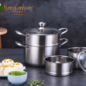 304不锈钢汤锅单柄奶锅加厚家用大容量不锈钢辅食锅礼品 304 Stainless Steel Soup Pot with Single Handle Thickened Large-Capacity Household Food Supplement Pot