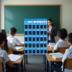 School Classroom Phone Hanging Bag Mobile Storage Pouch Organizer American Style Non-Woven Fabric for Hall/Entrance