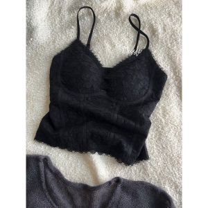 Áo Ba Lỗ Ren Pure Desire Kiểu Xương Cá Cho Nữ Mùa Thu Đông Mới Về Áo Ngực Tích Hợp Áo Lót Một Mảnh Áo Khoác Ngoài