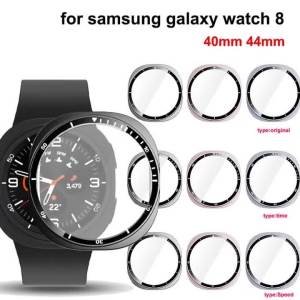 Tempered Glass+ PC Cover for Samsung Galaxy Watch 8/9 44mm 40mm All Coverage Protective Bumper Case for Galaxy Watch 8/9