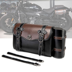 1PCS คุณภาพสูง PU อุปกรณ์เสริมรถจักรยานยนต์ดัดแปลงด้านข้างกระเป๋าเดินทางขนาดใหญ่ความจุ Punk Knight รถจักรยานยนต์พลิกแขวนกระเป๋า