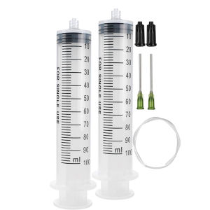 100 ml Syringe with Blunt Tip and Luer Lock Reusable Plastic Syringe for Gluing Dispensing Etc.