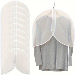 White PEVA Garment Covers Translucent Breathable Suit Dust Covers Shoulder Protectors for Clothes Coats Jackets Wardrobe Storage