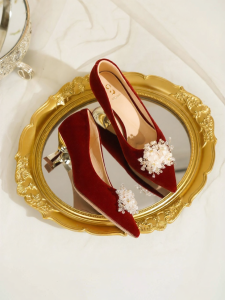 Josiny | Red Bridal Comfortable Two-Way Wear High Heels