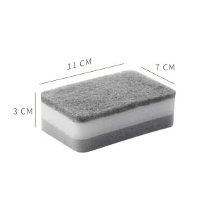 Kitchen Cleaning Magic Sponge Block Double-Sided Scrubber Dishwashing Brush Pot Cleaner Stain Remover Home Utility Wipe