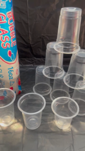 GELAS POP ICE/GELAS BUBBLE/GELAS OZ/GELAS PLASTIK BUBBLE MEREK BUBBLE FOOD SAVE 16 OZ ISI 40 SLOP 20