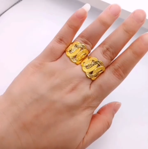 Yon Hing Cincin Pasir Stamping Bajet Saiz 11 12.5 13 14 15 16 17 18 19 20 21 22 Emas 916