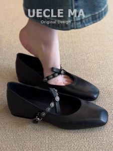 French Style Ultra Soft Sheepskin Flat Bottom Ballet Flats Womens Shoes Butterfly Knot Slip-On Retro Mary Janes Fashionable Casual Loafers